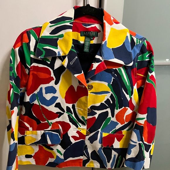Ralph Lauren Vintage Colorful Print Blazer Petite - Picture 2 of 5